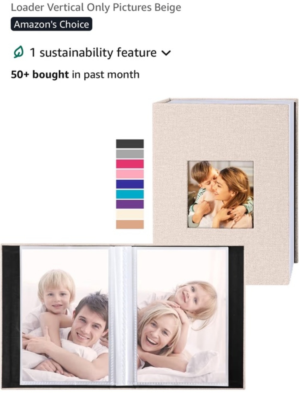 Beige Linen Photo Album with Cover Window 3 pack